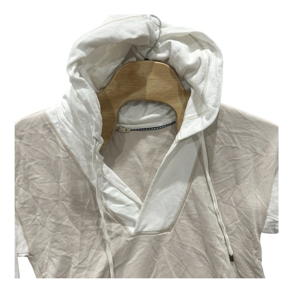 Anthropologie Pilcro Wharfside Hooded Sweatshirt M Striped Oversized Beige White - Picture 2 of 8